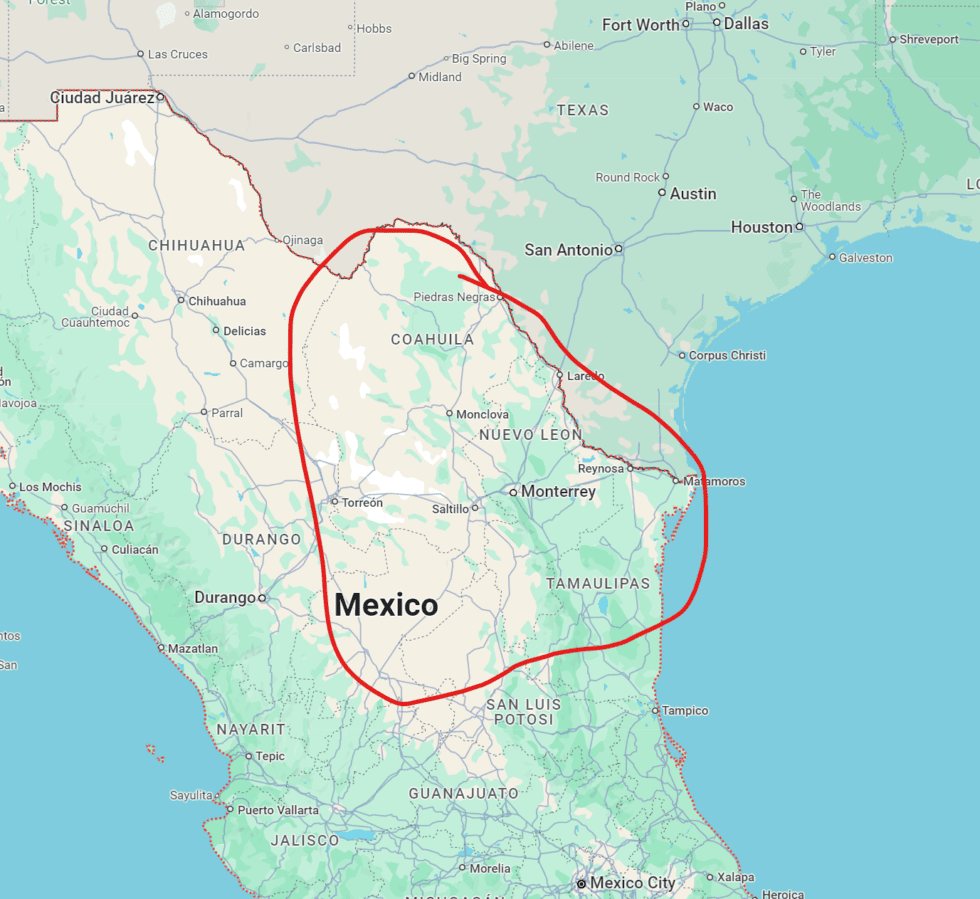 A detailed range map of Ariocarpus species across northern Mexico, highlighting their native habitats in limestone-rich regions.